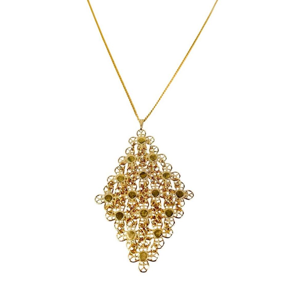Sarah Coventry Pendant Necklace Golden Petals Delicate Filigree Classic Vintage